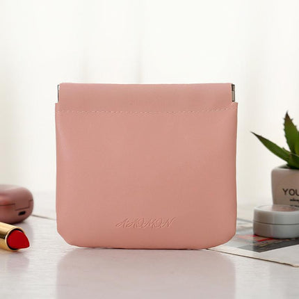 Pocket Cosmetic Bag Leather Storage Portable self-Closing Water-Resistant - Aimall
