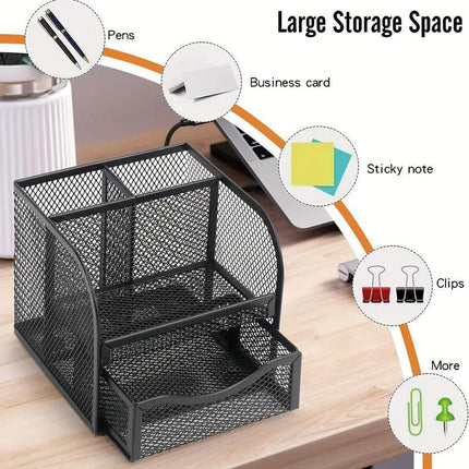 Desktop Pen Holder Honeycomb Grid Sticky Organiser Minimalist Office Organiser