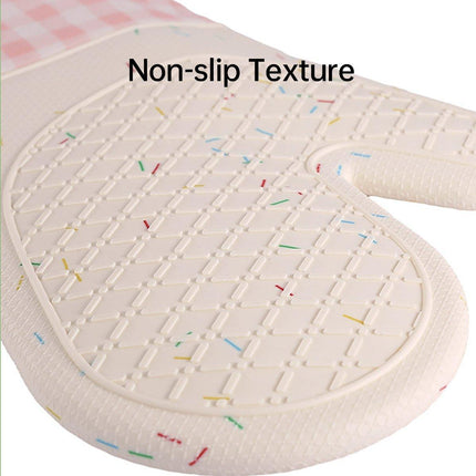 Silicone Oven Mitts Long Heat Resistant Anti-Hot Microwave Insulation Gloves