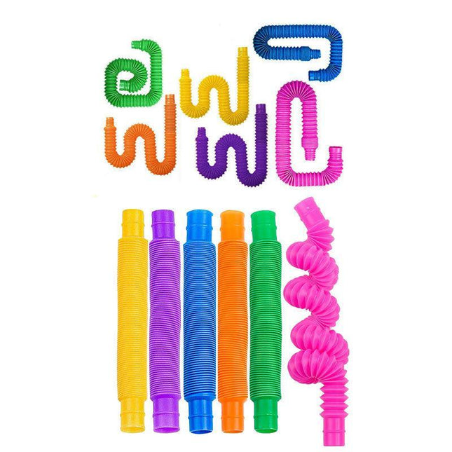 6Pcs Fidget Pop Tube Pip Sensory Stress Game Relief Toys Kids Tools Adults Chain - Aimall