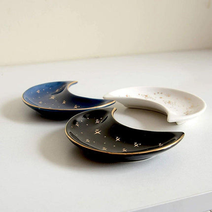 Moon Shaped Decorative Plate Fruit Tray Jewelry Storage Rack Dip Saucer for Home