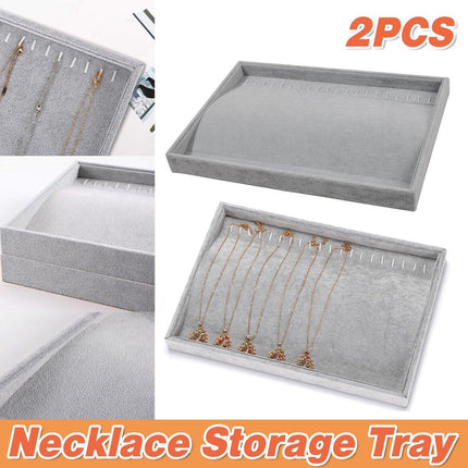 2pcs Necklace Jewellery Tray Simple Jewelry Storage Organizer Display Tray Set