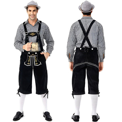 Oktoberfest Mens Lederhosen Costume Bavarian German Beer Embroidered Outfit - Aimall