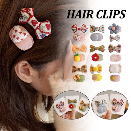 Mini Oval Hair Clips with Bows and Flowers Decorative Hair Accessories