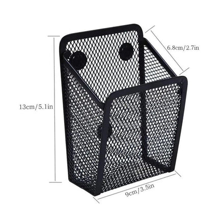 Metal Iron Mesh Pen Holder Magnetic Square Office Desk Storage Organizer Box