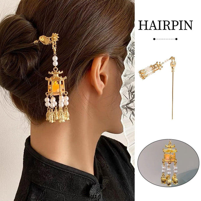 Golden Palace Lamp Hairpin Chinese Style Vintage Hair Accessories Clip