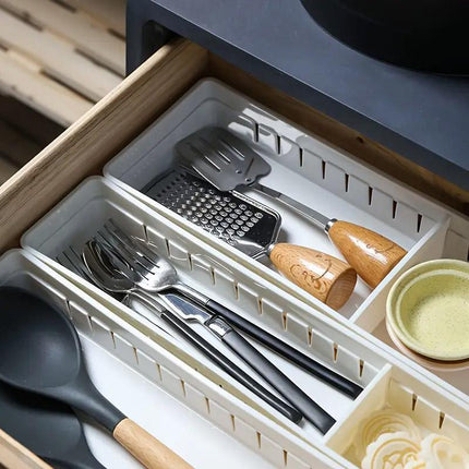 4PCS Drawer Storage Organizer Box Multi Compartment Kitchen Tableware Sorting