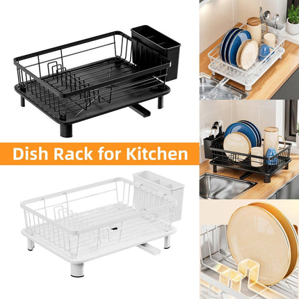 Multifunctional Dish Rack Sink Drain Tray Cutlery Storage Organizer Bowl Holder