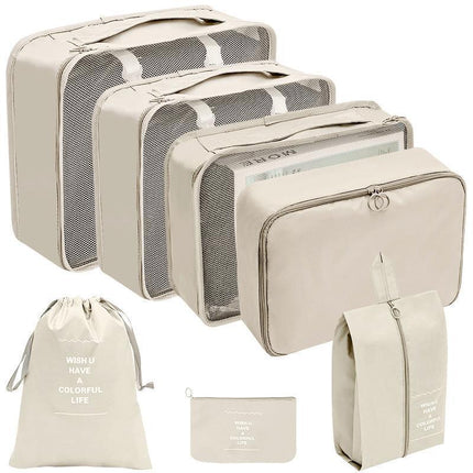 7PCS Travel Packing Cubes Luggage Pouches Organiser Clothes Suitcase Storage Bag - Aimall