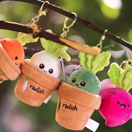 Lifelike Plants Potted Radish Stuffed Plush Toys Cartoon Plants kid keychain - Aimall