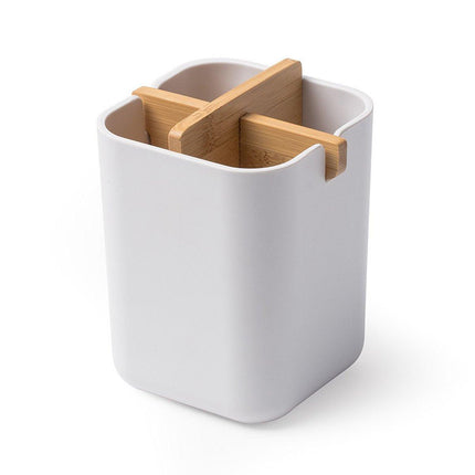 Bamboo Fiber Toothbrush Box Bathroom Organizer Desktop Storage Box Pen Holder