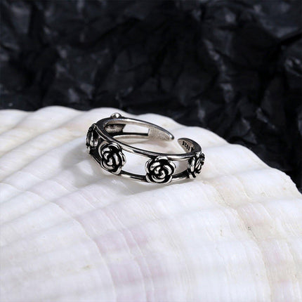 Vintage Rose Open Ring Adjustable Fashion Jewelry Women Girls Party Wear