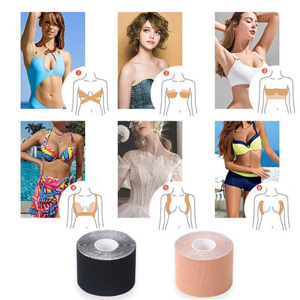 Black 5M Women Boob Tape Invisible Bra Nipple Cover Adhesive Push Up Breast Lift Tape - Aimall