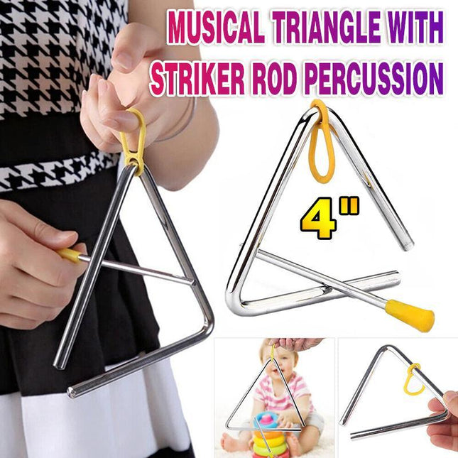 Kids Metal Musical Triangle With Striker Rod Percussion Instrument Toys Gift - Aimall
