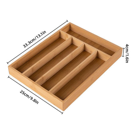 Bamboo Cutlery Organiser Kitchen Drawer Storage Tray for Utensils and Cutlery