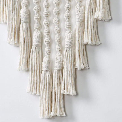 White Woven Tapestry Dreamcatcher Hanging Wall Decor Triangle Charm for Home