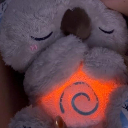 Luminous Sleeping Koala Plush Toy with Music for Early Learning and Soothing