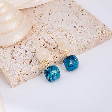Small Fresh Blue Oil Earrings Retro Fashion Temperament Silver Needle Jewellery
