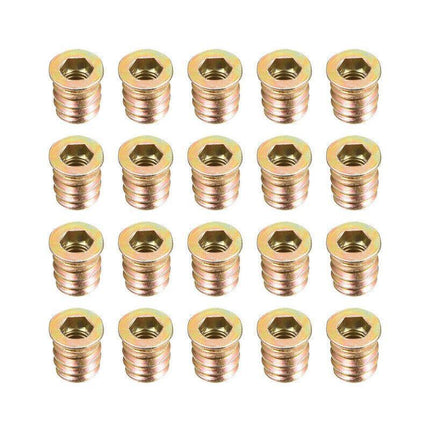 120Pcs M6 Zinc Alloy Furniture Hex Drive Flat Head Nut Threaded For Wood Insert - Aimall