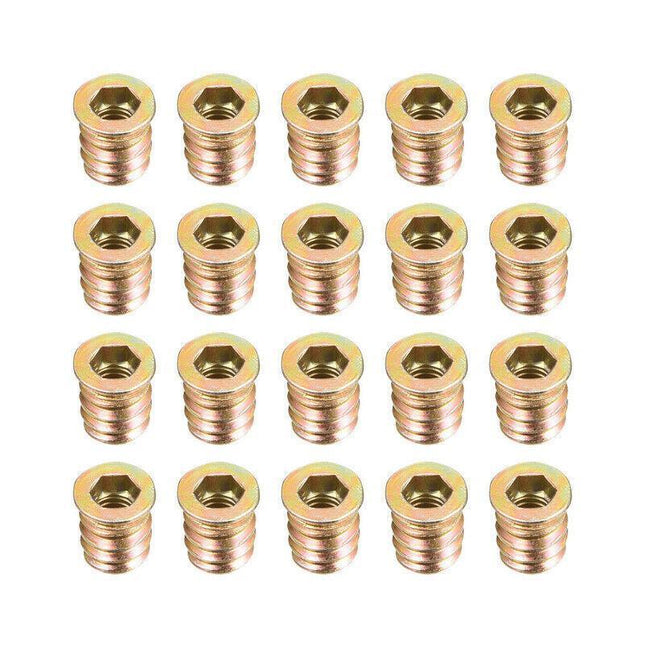 120Pcs M6 Zinc Alloy Furniture Hex Drive Flat Head Nut Threaded For Wood Insert - Aimall