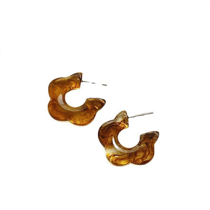 Vintage Amber C Shaped Earrings Retro Style Jewellery Women Girls Fashion