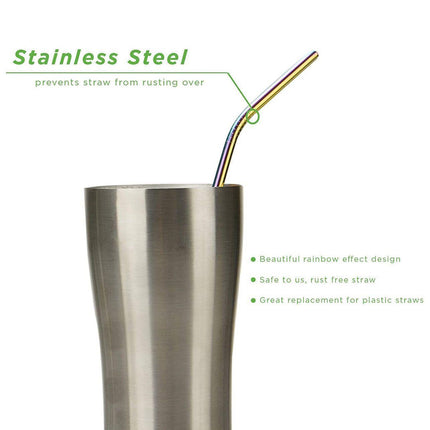 Reusable 304 Stainless Steel Straws Metal Drinking Washable Straw Brushes Set 2 - Aimall
