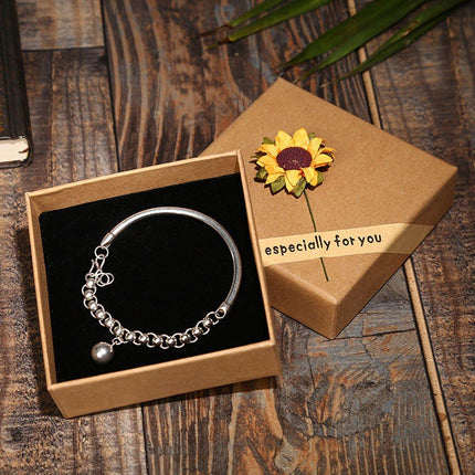 50pcs Kraft Paper Sunflower Applique Jewelry Gift Box Packaging Craft Supplies