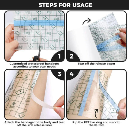 Waterproof PU Film Adhesive Tape Transparent High Stickiness Cuttable Bandage