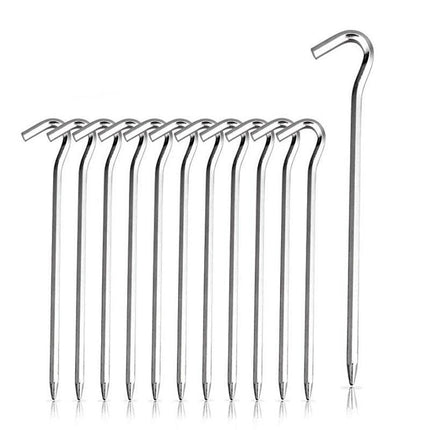 12PCS Tent Pegs Steel Ground Camping Stakes Outdoor Nail 6mm Heavy Duty New - Aimall