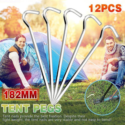 12PCS Tent Pegs Steel Ground Camping Stakes Outdoor Nail 6mm Heavy Duty New - Aimall