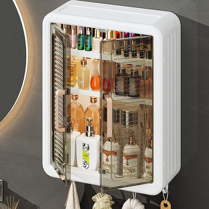 Wall Hanging Storage Cabinet Punch-Free Bathroom Organizer for Rental Rooms