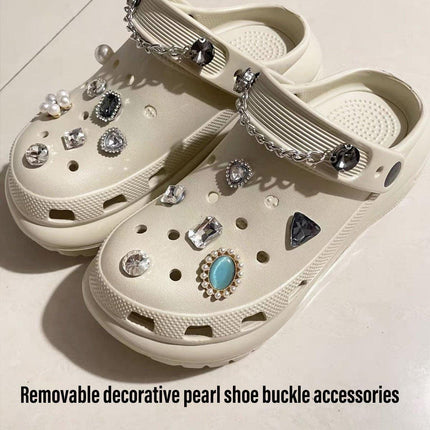 Retro Metal Pearl Shoe Buckle Removable Decoration DIY Accessories for Cave Shoe