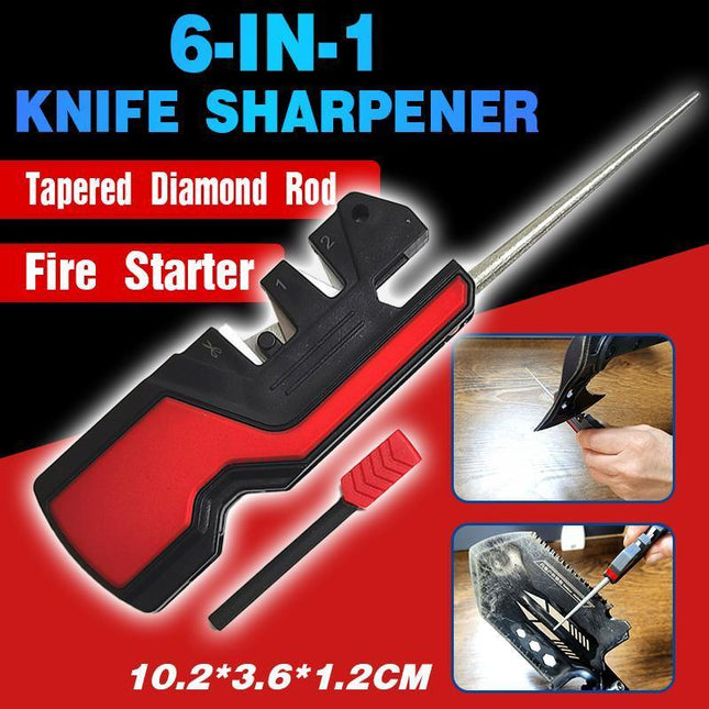 6-in-1 Knife Sharpener Diamond&Ceramic For Knives Blade Outdoor Survival Tool - Aimall