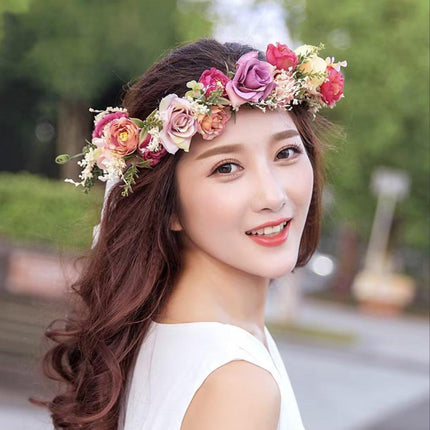 Hawaiian Faux Flower Headband Bridal Wedding Wreath Bridesmaid Hair Accessory