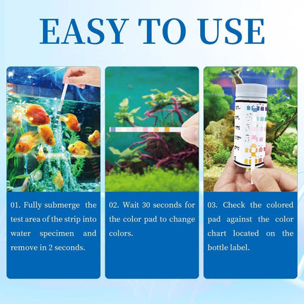 50pcs 6in1 Water Quality Test Strip for Fish Tank Aquarium Pool Accurate Testing