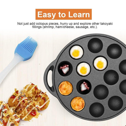 Octopus Croquette Pan 15 Holes Non-Coated Non-Stick Takoyaki Grill Cooking Plate
