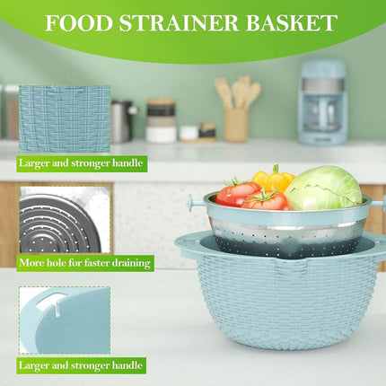 Stainless Steel Drainer Basket Double Layer Rotatable Dishwashing Fruit Basket