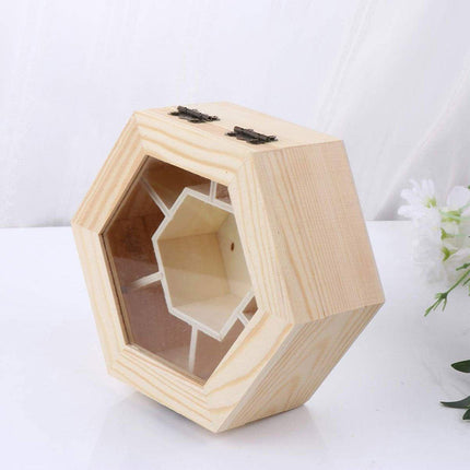 Hexagonal Seven Jewelry Compartment Wooden Organizer Desktop Finishing Box