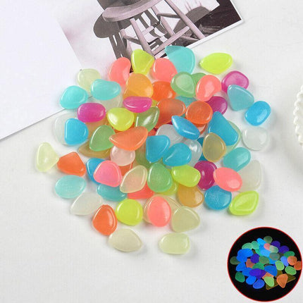 UP TO 500X Pebbles Stone Glow in the Dark Rock Fish Tank Stones Garden Road - Aimall