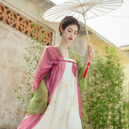 Women Chinese Style Hanfu Tea Dress Guofeng Tang Inspired Chest-length Dress