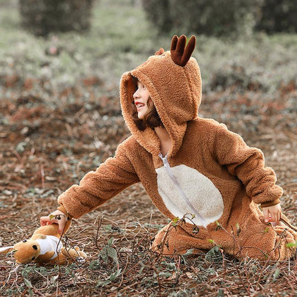 Girls' Christmas Elk Cute Dress Kids Holiday Party Outfit Festive Winter Wear - Aimall