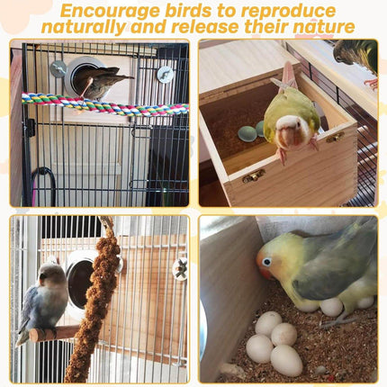 Wooden Right Opening Parrot Breeding Box Hatching Nesting Pet Cage for Birds