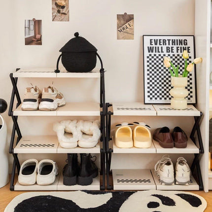5 Tier Folding Shoe Rack Simple Shoe Storage Organizer for Home and Closet Use