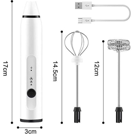 USB Rechargeable Electric Egg Beater Milk Coffee Frother Drink Foamer Mixer Tool - Aimall