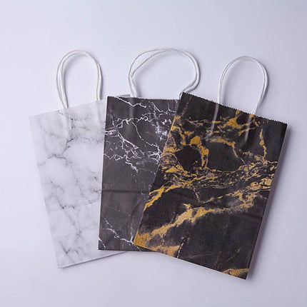 25PCS Marble Series Shopping Paper Bag Luxury Handbag Party Favor Gift Bags Set