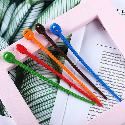50PCS Reusable Silicone Sealing Cable Ties Food Storage Bag Clips Cord With Hole