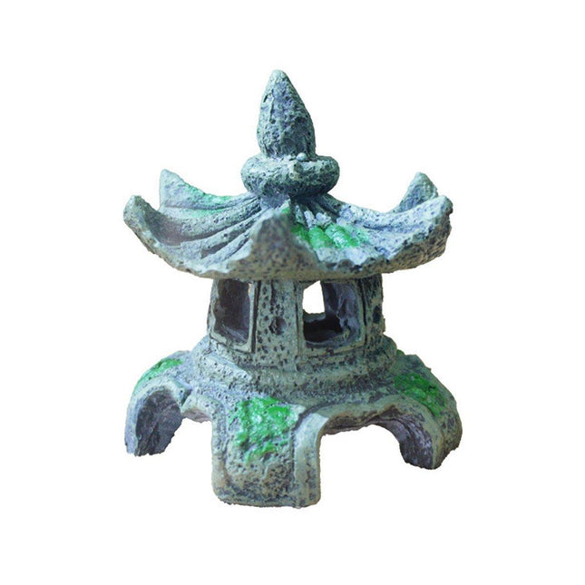Chinese Fish Tank Decoration Hexagonal Pavilion Aquascape Ornament for Aquarium