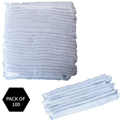 100pcs Disposable Non Woven Hairnet Caps for Food Service Kitchen Work Use