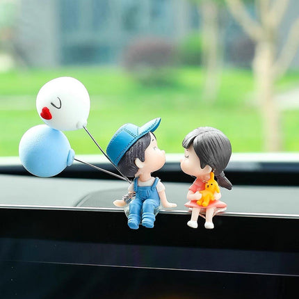 2pairs Cute Couple Car Interior Decorations Desktop Ornaments Car Accessories