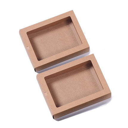 50PCS Kraft Paper Packing Box With Transparent PVC Window Drawer Display Gift Boxes Aimall